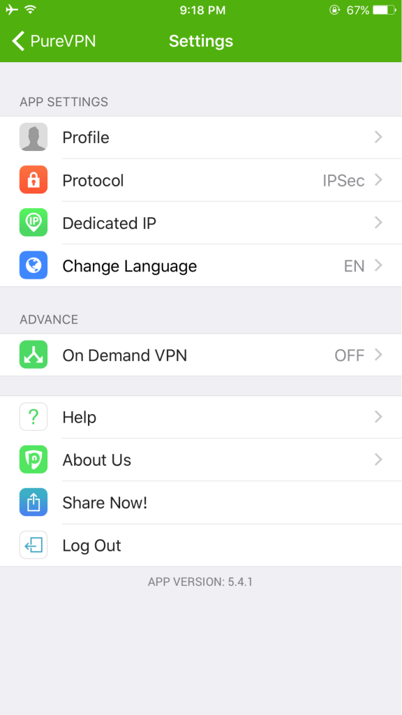 PureVPN Services for iPhone